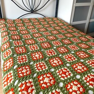 55” by 80” handmade crochet granny blanket